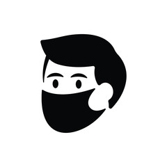 Man with virus protection mask icon vector