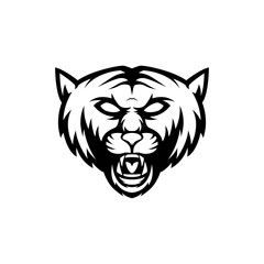 modern black white wild cat mascot logo