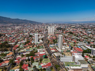 Beautiful aerial view of the empty streets  of San Jose Costa Rica