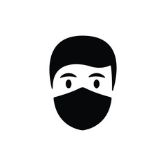 Man with virus protection mask icon vector