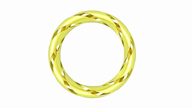 Golden elegant ring isolated on white background. Rotates at irregular speeds.
