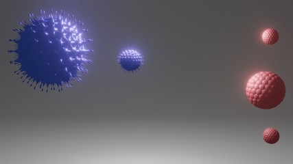 Coronavirus Virus in blood vessel.Concept COVID-19.Coronavirus disease COVID-19 infection 3D rendering. 3D view of a infectious virus.Virus cell in human body. 