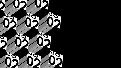 2020 black and white abstract geometric banner template. Minimalistic 3d vector