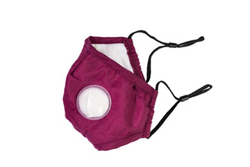 PM2.5 anti fog mask with breather valve isolated on white background with clipping path