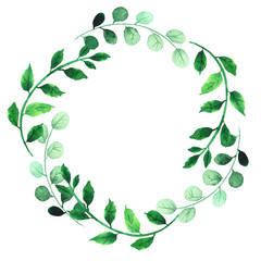 Fototapeta premium Watercolor floral wreath with Meadow flowers, wildflowers, medicinal plants, field herbs, poppy, cornflower. Hand drawn botanical illustrations isolated on white background