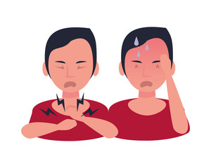 Fototapeta premium persons sick with symptoms characters