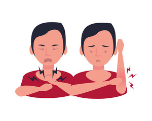 Fototapeta premium persons sick with symptoms characters
