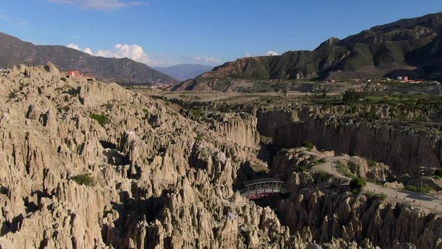 Aerial view of natural landmark Valley of the Moon (Spanish: Valle de la Luna ) in La Paz, Bolivia, South America.