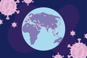 world map, coronavirus spread worldwide