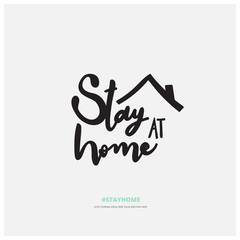 Hand drawn calligraphy stay home vector for corona virus awareness
