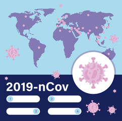 Naklejka premium 2019 ncov infographic with world planet