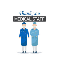 Thank you Medical Staff Corona Virus Vector Template Design Illustration