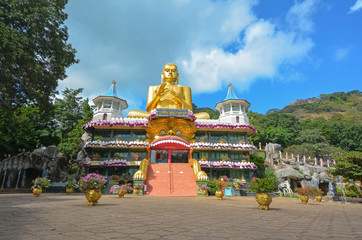 Dambulla Cave Golden Temple And Statues In Dambulla, Sri Lanka. Dambulla Cave Golden Temple Is The Largest And Best Preserved Cave Temple Complex In Sri Lanka