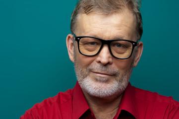 Close-up portrait of positive handsome man