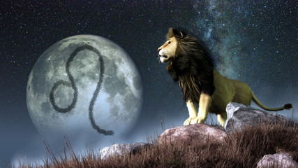 Leo is the fifth sign of the Zodiac. People born between July 22nd and August 22nd have this astrological sign. Its symbol is the lion. 3D rendering