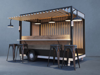 Trailer food truck Mockup, vintage hot dog market © rjankovsky