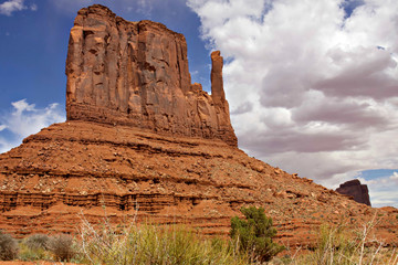 Sunny day in Monument Valley from low angle