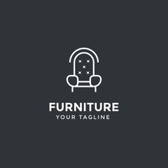 Abstract furniture logo design concept. Symbol and icon of chairs, sofa, tables, and home furnishings