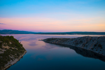 Sea and sky with clouds at sunset.