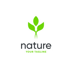 leaf logo design vector for nature symbol template editable