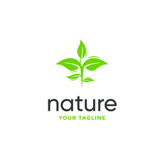 leaf logo design vector for nature symbol template editable