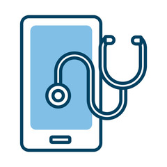 smartphone with stethoscope health online half line style