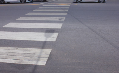 Zebra crossing With a car on the road 