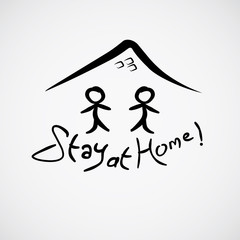 Obraz premium stay at home vector illustration