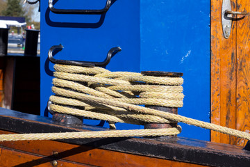 Detail of a sailing ship, attachment for the ropes. Sighted on the Baltic Sea coast.