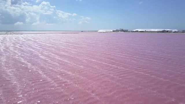 AERIAL: Pink Lake In Mexico To Produce Salt