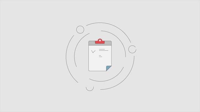 Clipboard with checklist animation, 2d, video clip.