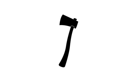 Axes with black and red blade and wooden handle. Illustration