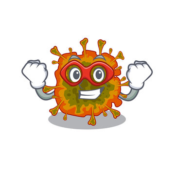 A picture of duvinacovirus in a Super hero cartoon character