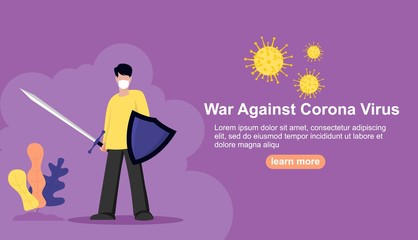 Landing page template of war against the corona virus  vector 