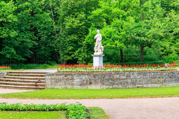 Marble allegorical statue Peace in Pavlovsk park, Russia