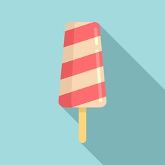 Striped ice cream icon. Flat illustration of striped ice cream vector icon for web design