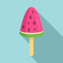 Watermelon ice cream icon. Flat illustration of watermelon ice cream vector icon for web design