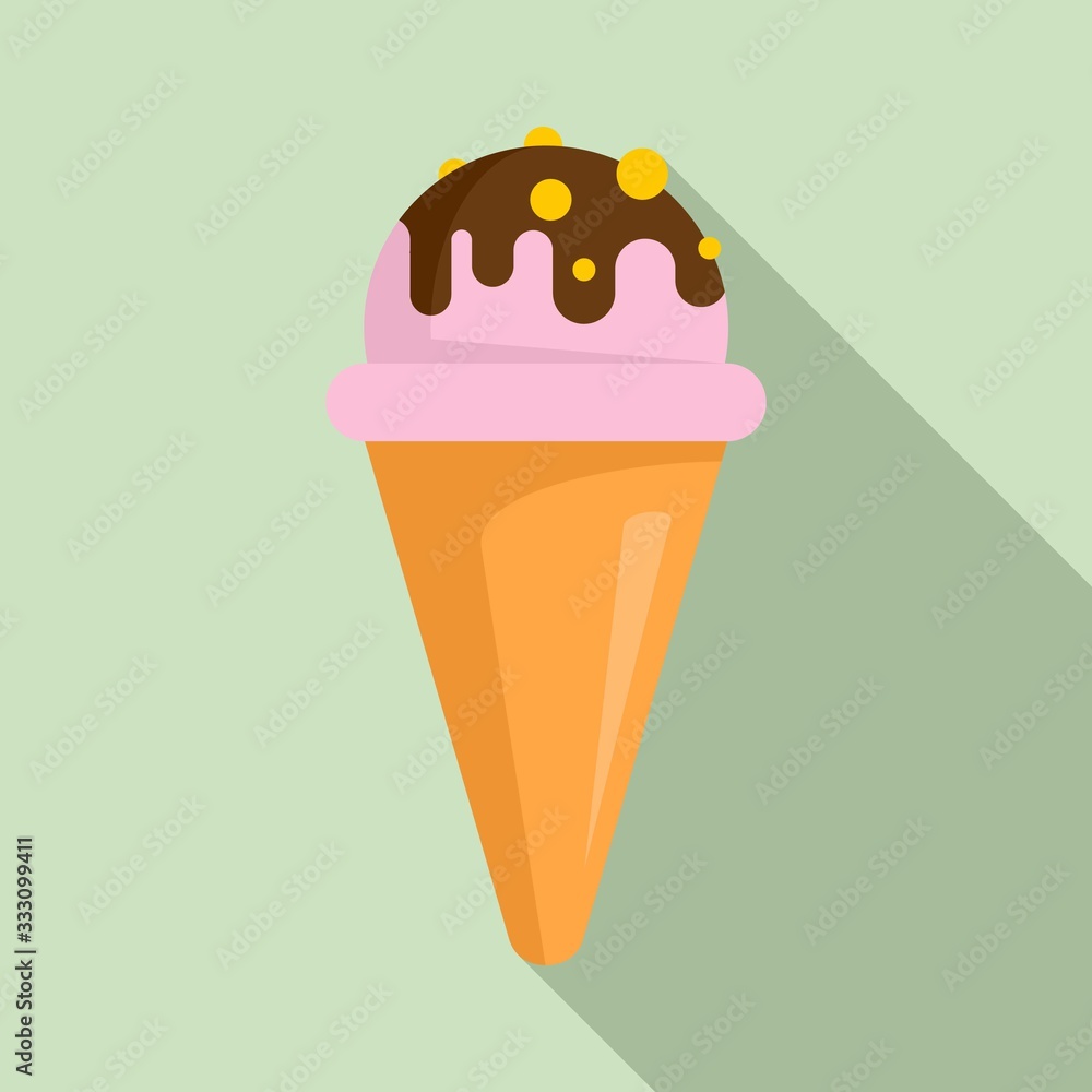 Poster ice cream cone icon. flat illustration of ice cream cone vector icon for web design