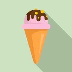 Ice cream cone icon. Flat illustration of ice cream cone vector icon for web design