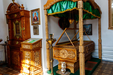 Reliquary with part of relic of St. Ilya Muromets in Holy Trinity Church in the village Karacharovo...