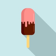 Fruit chocolate popsicle icon. Flat illustration of fruit chocolate popsicle vector icon for web design