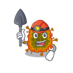Cool miner worker of duvinacovirus cartoon character design