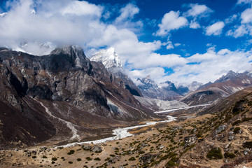 Fototapeta na wymiar The route to Everest base camp in Nepal 2019.