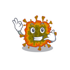 duvinacovirus mascot cartoon design showing Call me gesture
