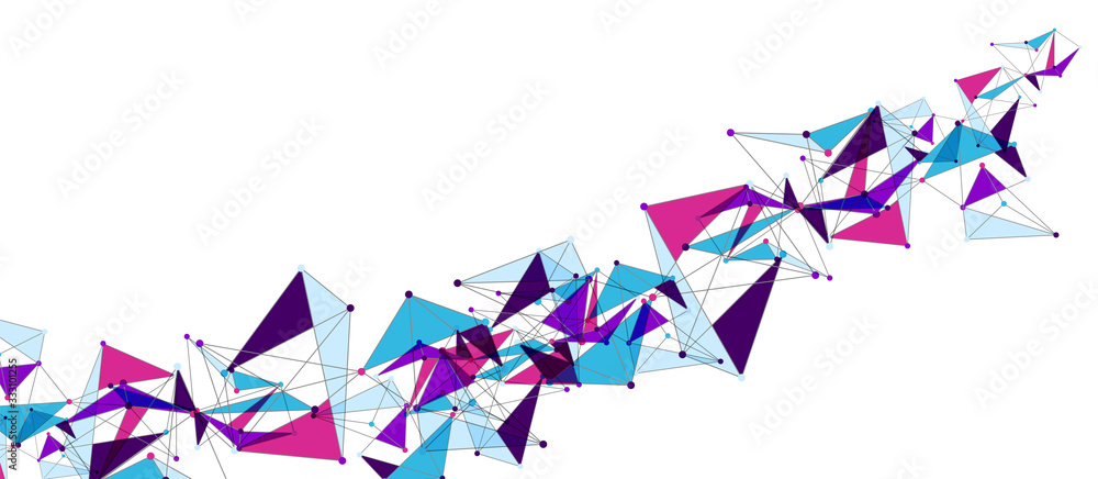 Poster line points connections, triangular technology design. abstract geometric background