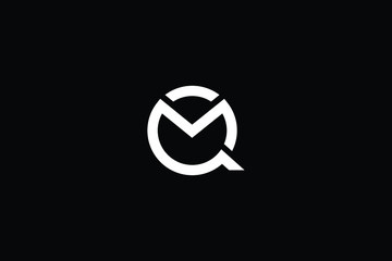 Minimal elegant monogram art logo. Outstanding professional trendy awesome artistic QM MQ initial based Alphabet icon logo. Premium Business logo White color on black background