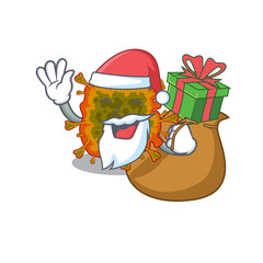 Santa duvinacovirus Cartoon character design with box of gift