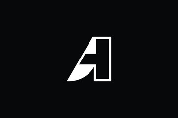 Minimal elegant monogram art logo. Outstanding professional trendy awesome artistic AH HA initial based Alphabet icon logo. Premium Business logo White color on black background