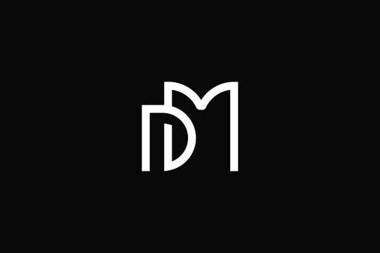 Minimal elegant monogram art logo. Outstanding professional trendy awesome artistic MD DM initial based Alphabet icon logo. Premium Business logo White color on black background