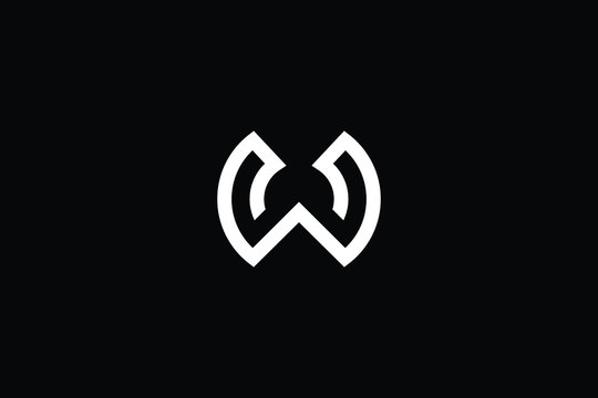 Minimal elegant monogram art logo. Outstanding professional trendy awesome artistic W WO OW initial based Alphabet icon logo. Premium Business logo White color on black background